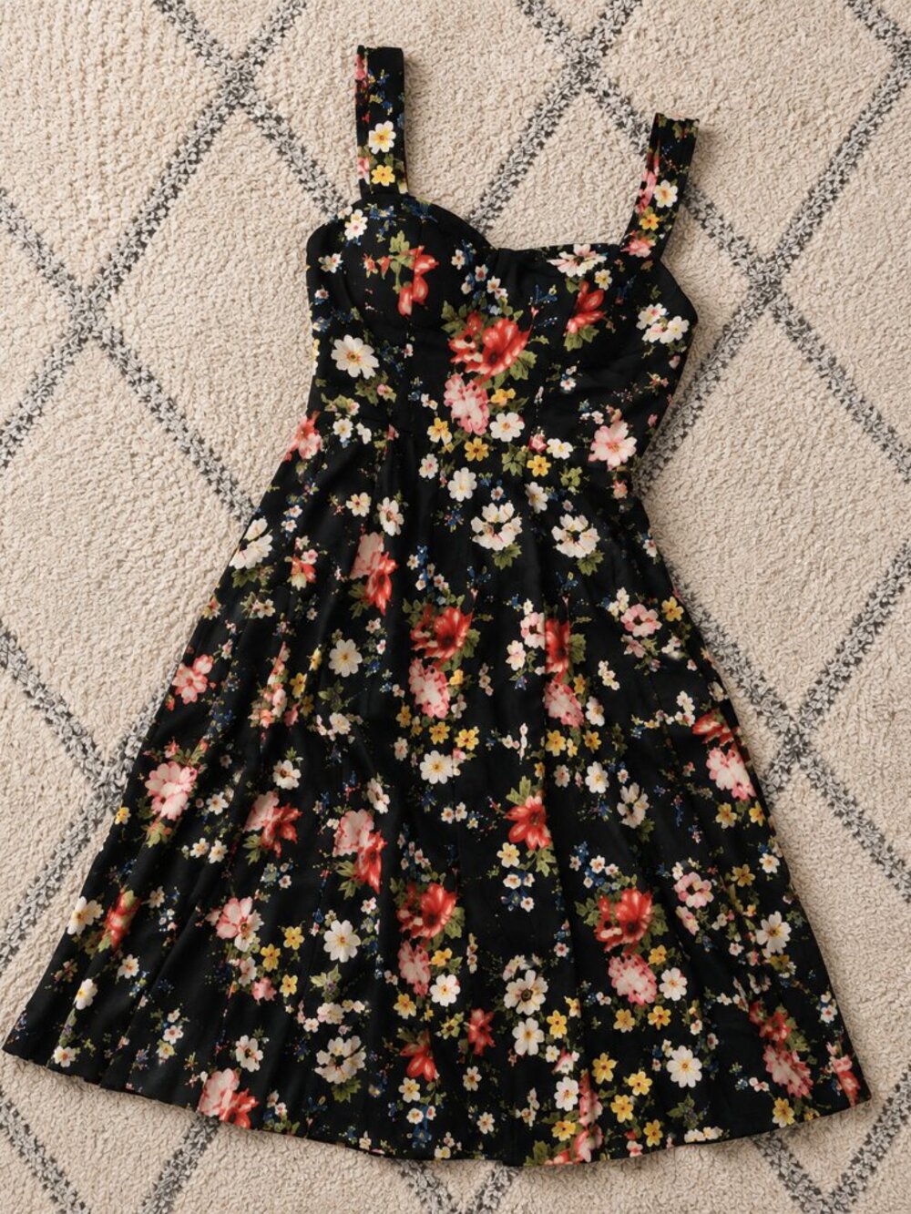 Avec Les Filles Floral Print Fit & Flare Midi Dress Size 4 NWT Romantic - Picture 5 of 11